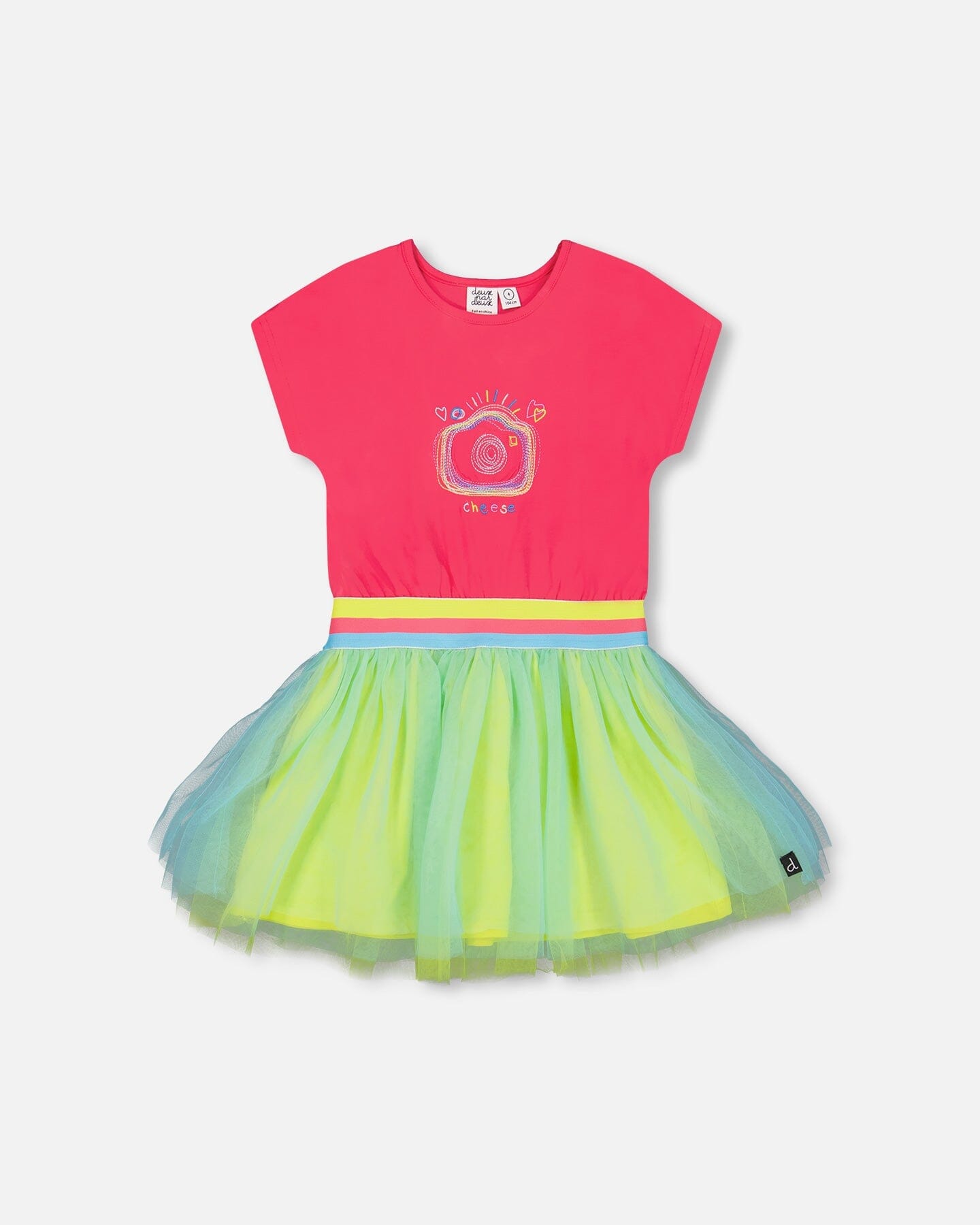Bi-Material Dress With Mesh Skirt Fuchsia Pink - F30L92_652