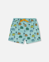 Mid-Thigh Boardshort Printed Beach Caravan - F30NB41_054