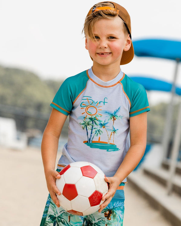 Short Sleeve Rashguard Grey Coconut Print - F30NB60_358