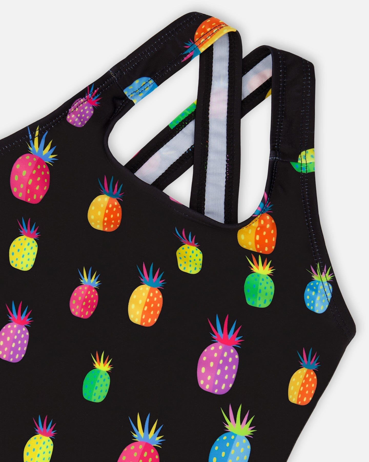 One Piece Swimsuit Black Printed Pineapples - F30NG21_049