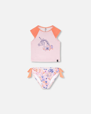 Two Piece Rashguard Swimsuit Lavender Printed Fields Flowers - F30NG30_043