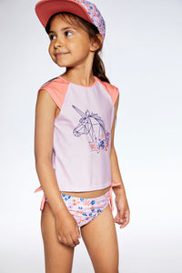 Two Piece Rashguard Swimsuit Lavender Printed Fields Flowers - F30NG30_043