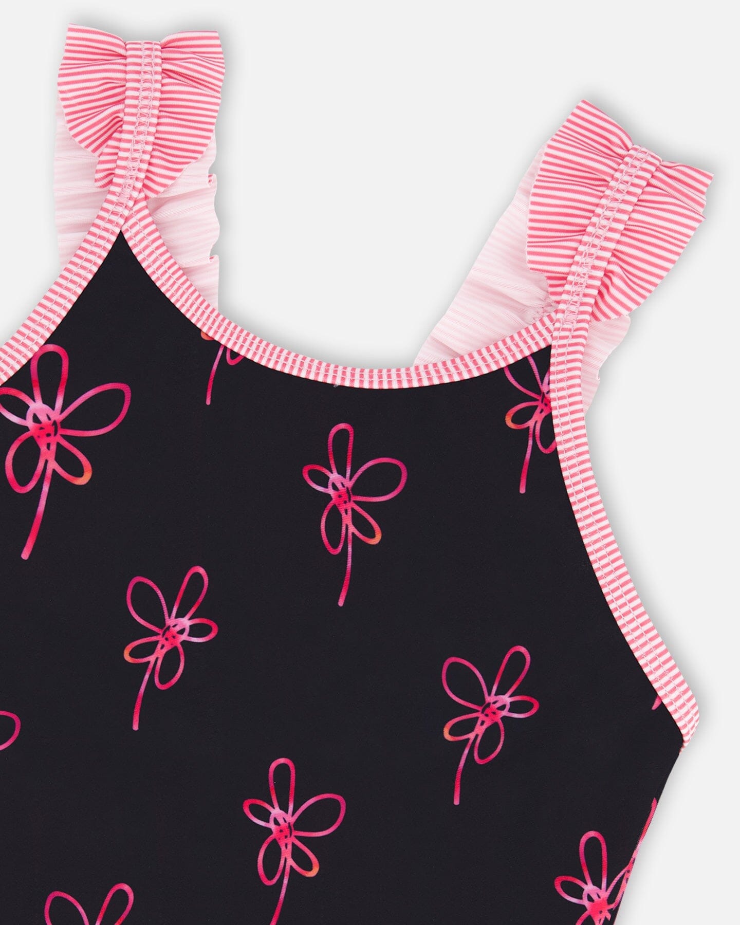 Two Piece Swimsuit Black Printed Swirl Flowers - F30NG40_044