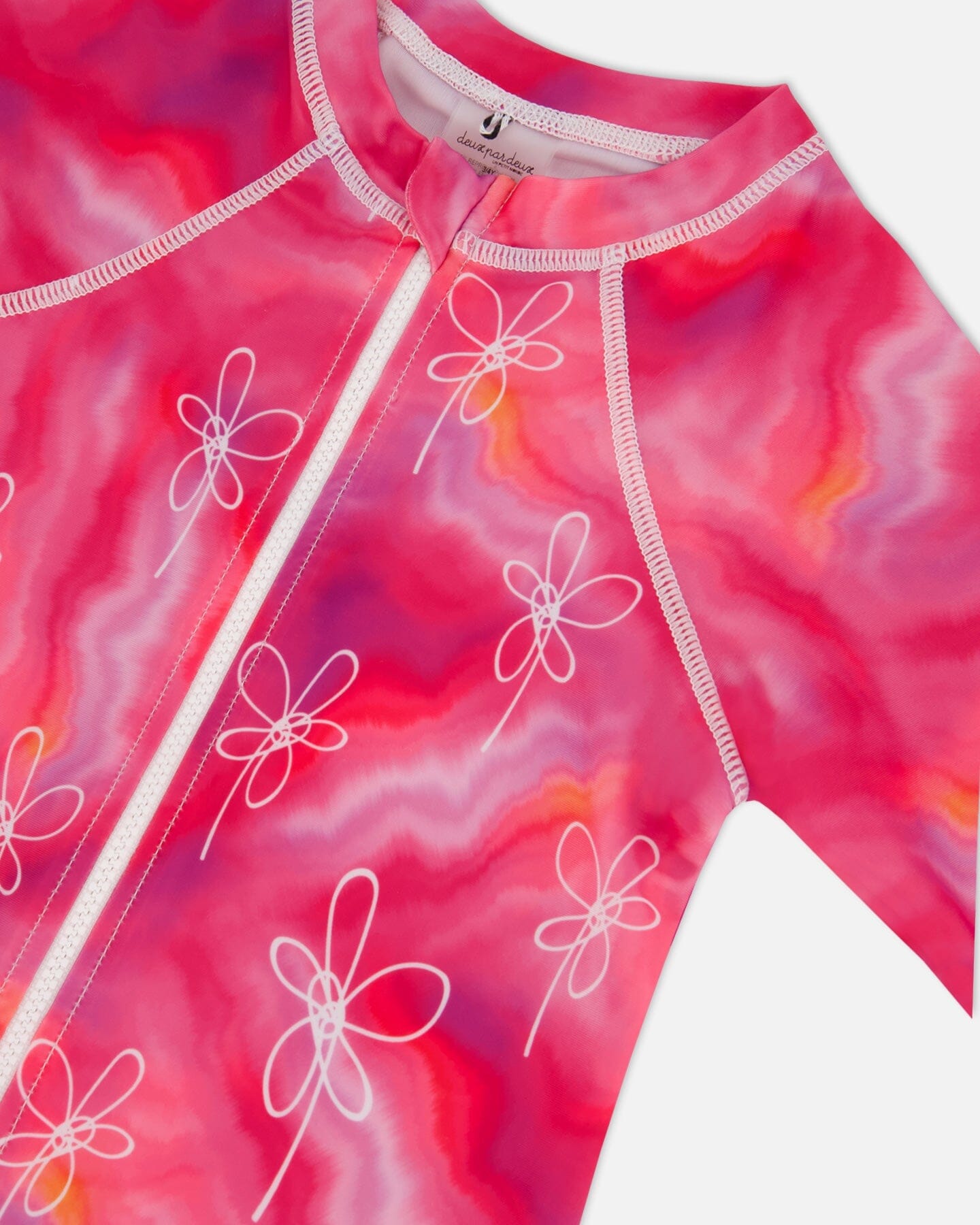 Long Sleeve One Piece Rashguard Fuchsia Tie Dye Printed Flowers - F30NG42_046
