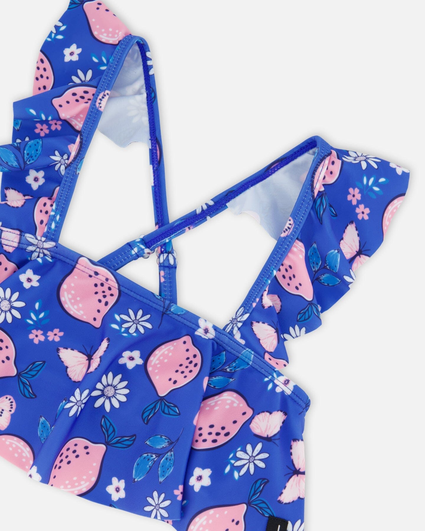 Two Piece Swimsuit Royal Blue Printed Pink Lemon - F30NG50_057