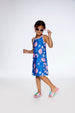 Beach Dress Royal Blue Printed Pink Lemon - F30NG54_057