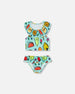 Two Piece Swimsuit Baby Blue Printed Fruits - F30NG60_058