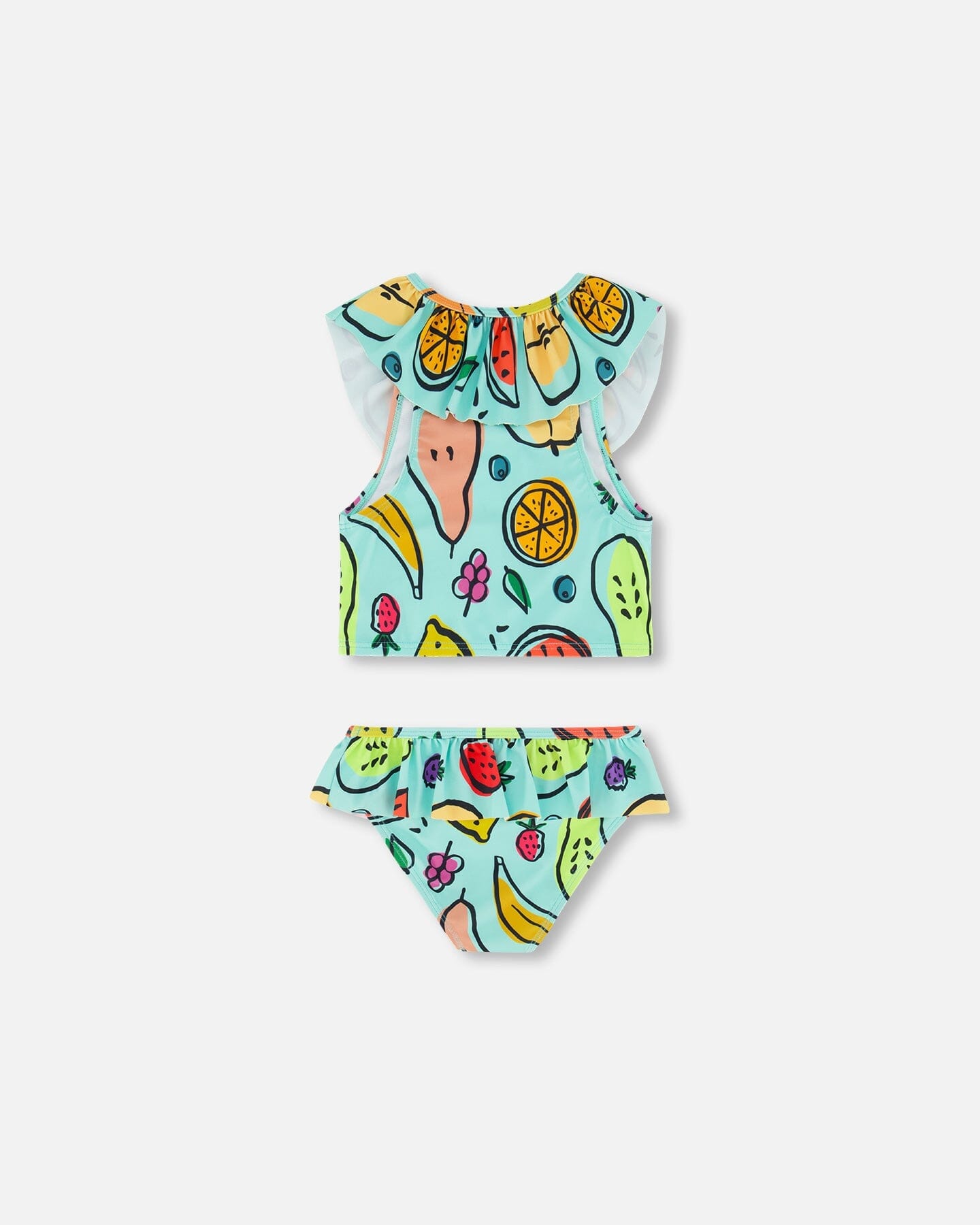 Two Piece Swimsuit Baby Blue Printed Fruits - F30NG60_058