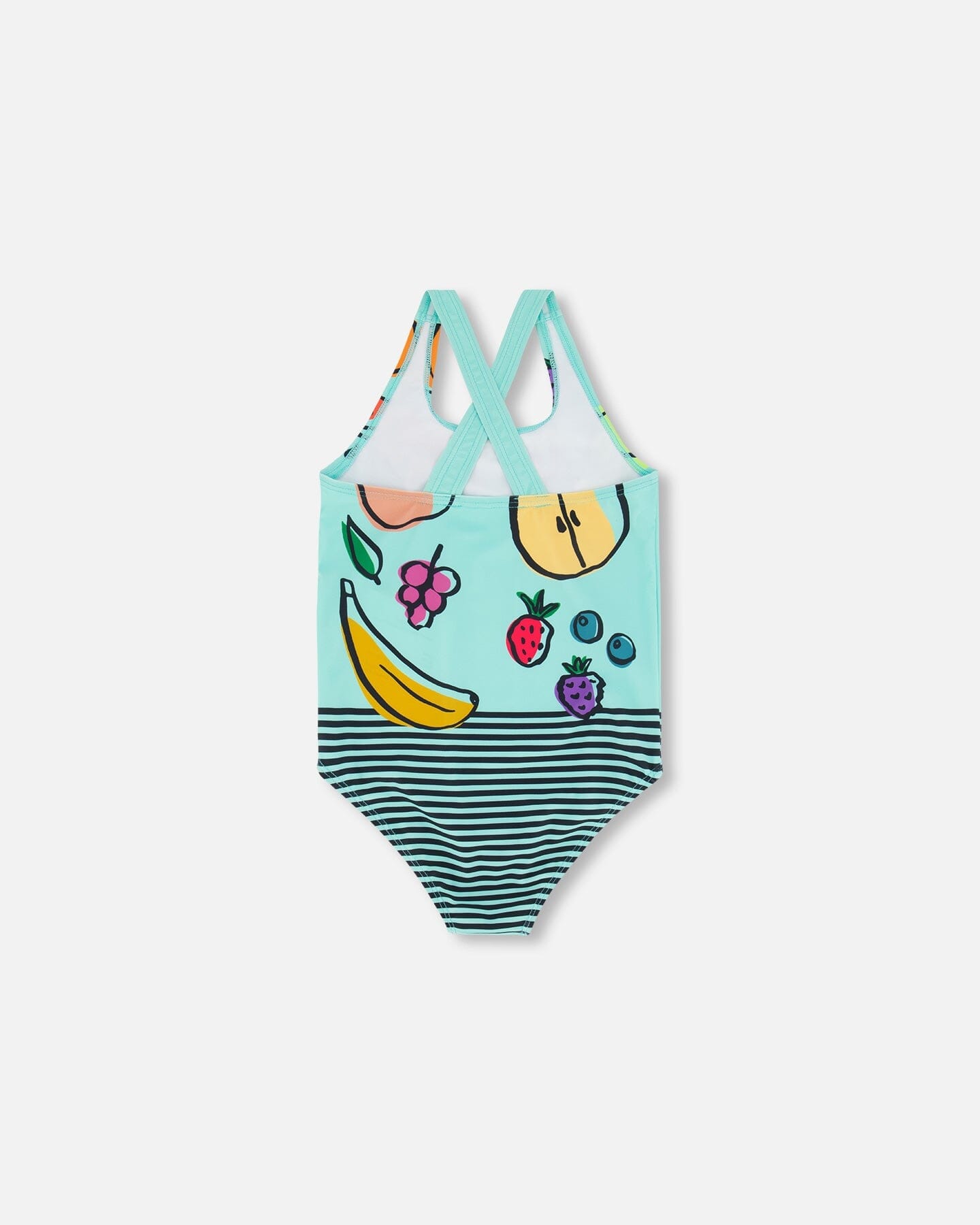 One Piece Swimsuit Baby Blue Printed Fruits - F30NG61_058