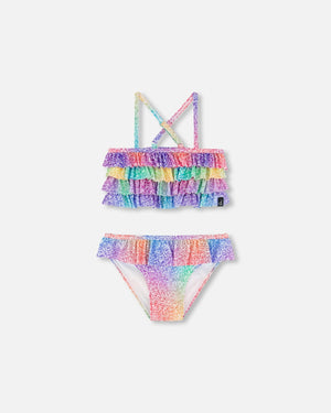 Two Piece Swimsuit Gradient Rainbow Print - F30NG70_067