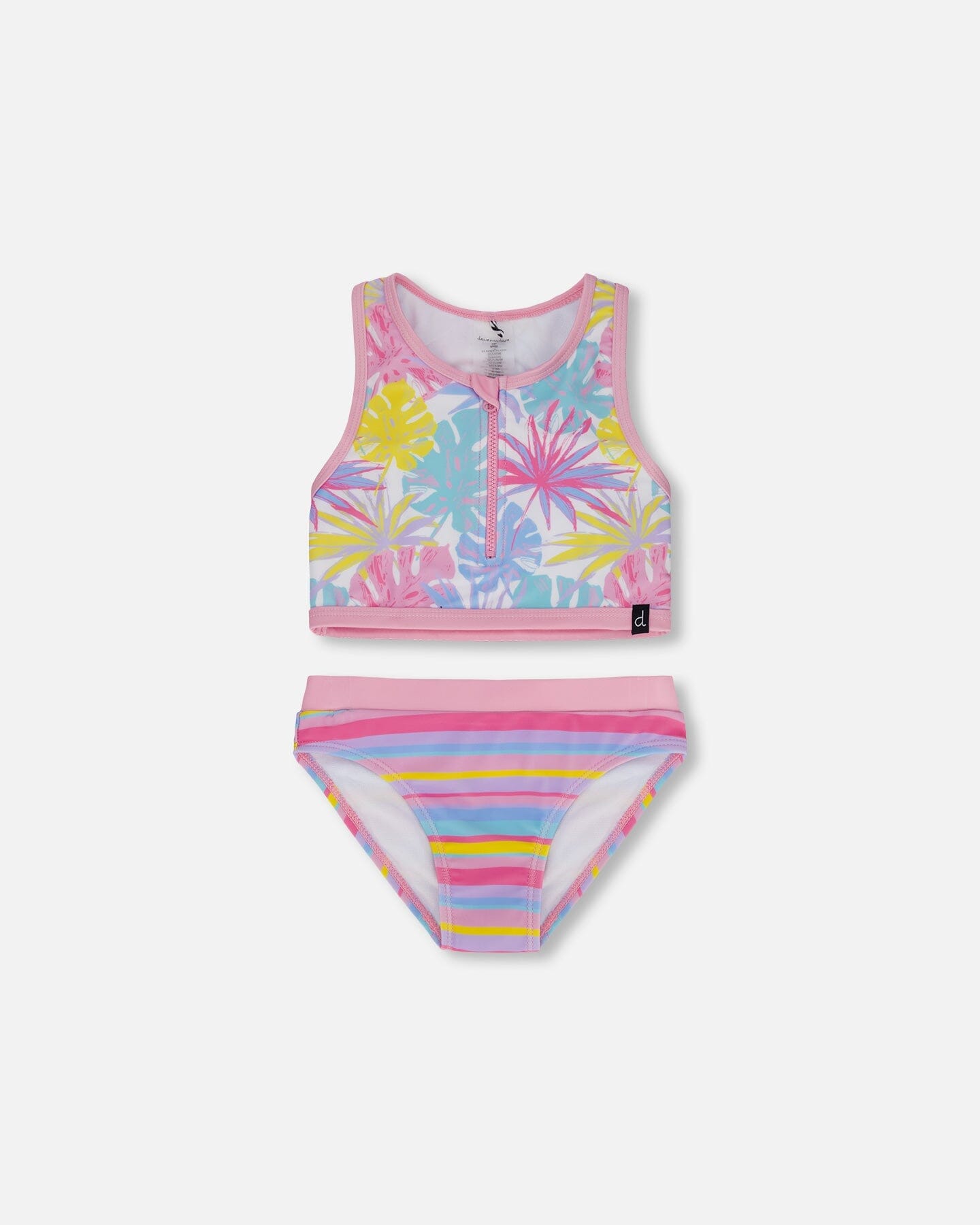 Two Piece Swimsuit Palm Leaf Pastel Print - F30NG90_070