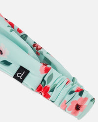 Swimwear Headband Light Blue Flower Print - F30NGHB_047