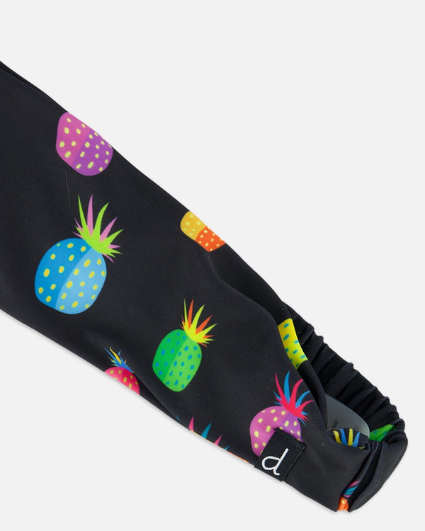 Swimwear Headband Black Printed Pineapples - F30NGHB_049