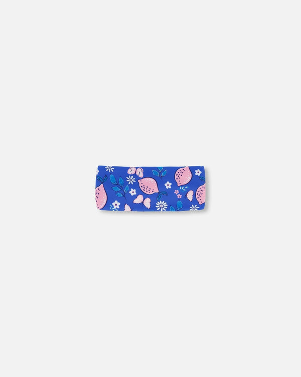 Swimwear Headband Royal Blue Printed Pink Lemon - F30NGHB_057