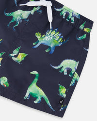 Men'S Boardshort Grey Printed Dinosaurs - F30NM11_051