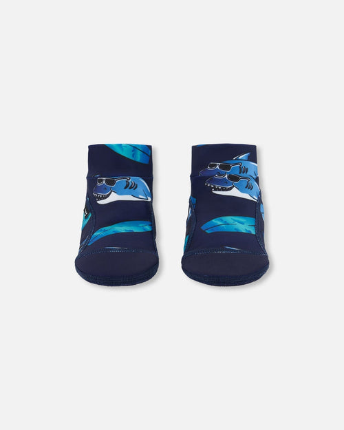 Water Shoes Shark Print Navy - F30NSH_055