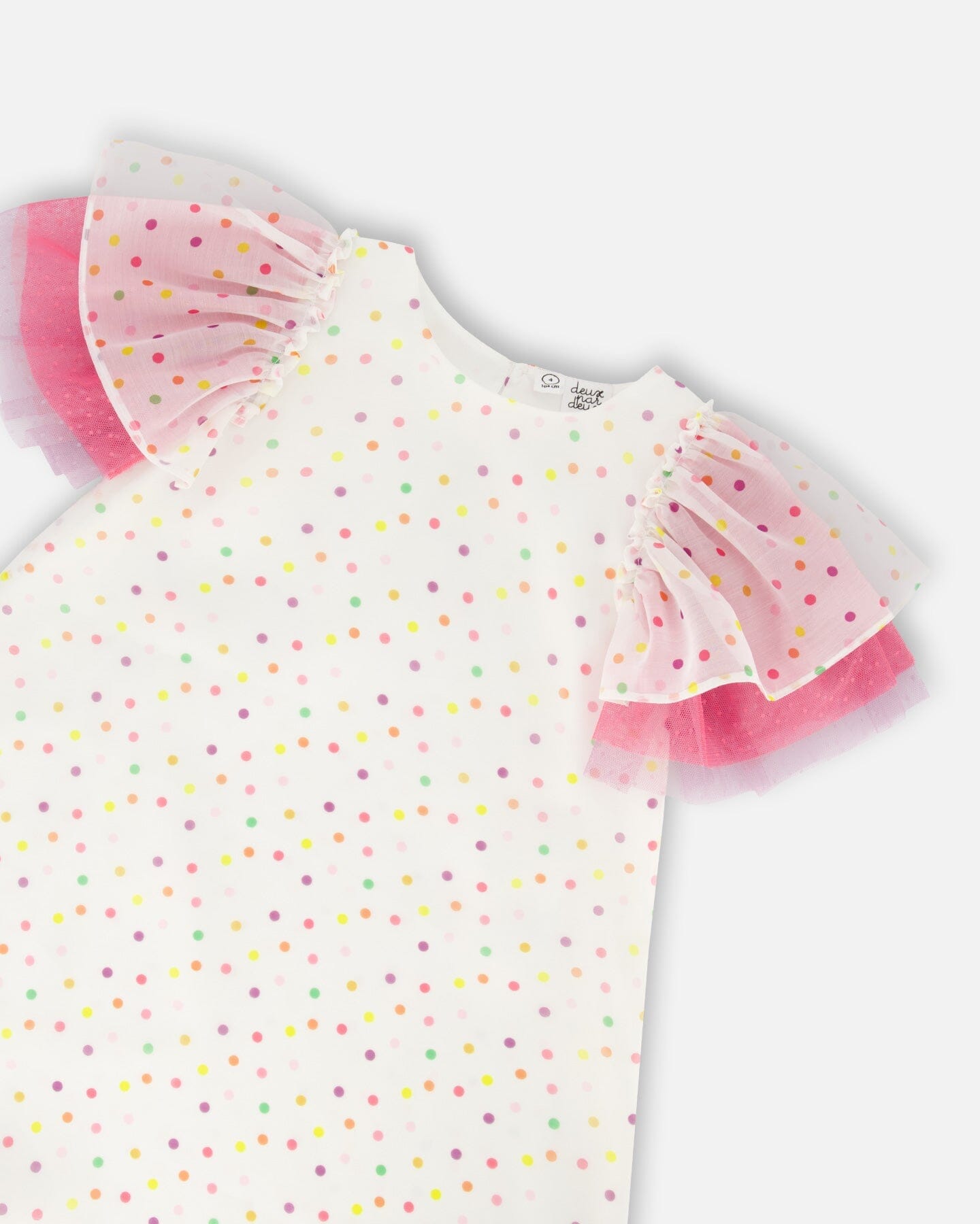 Polka Dot Dress With Mesh White Printed Party Dots - F30O87_000