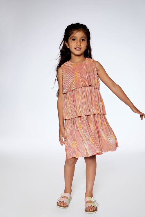 Pleated Layered Dress Metallic Rainbow - F30O94_000