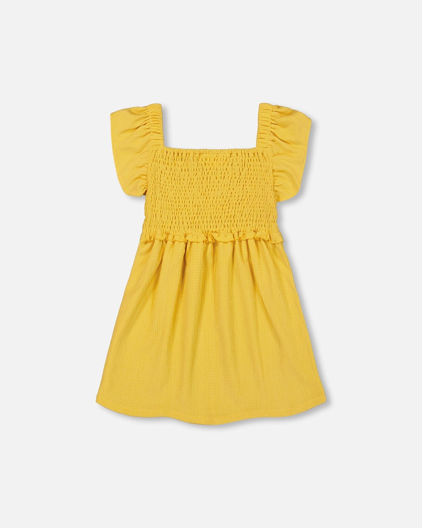 Textured Knit Smocked Dress Yellow - F30O96_239