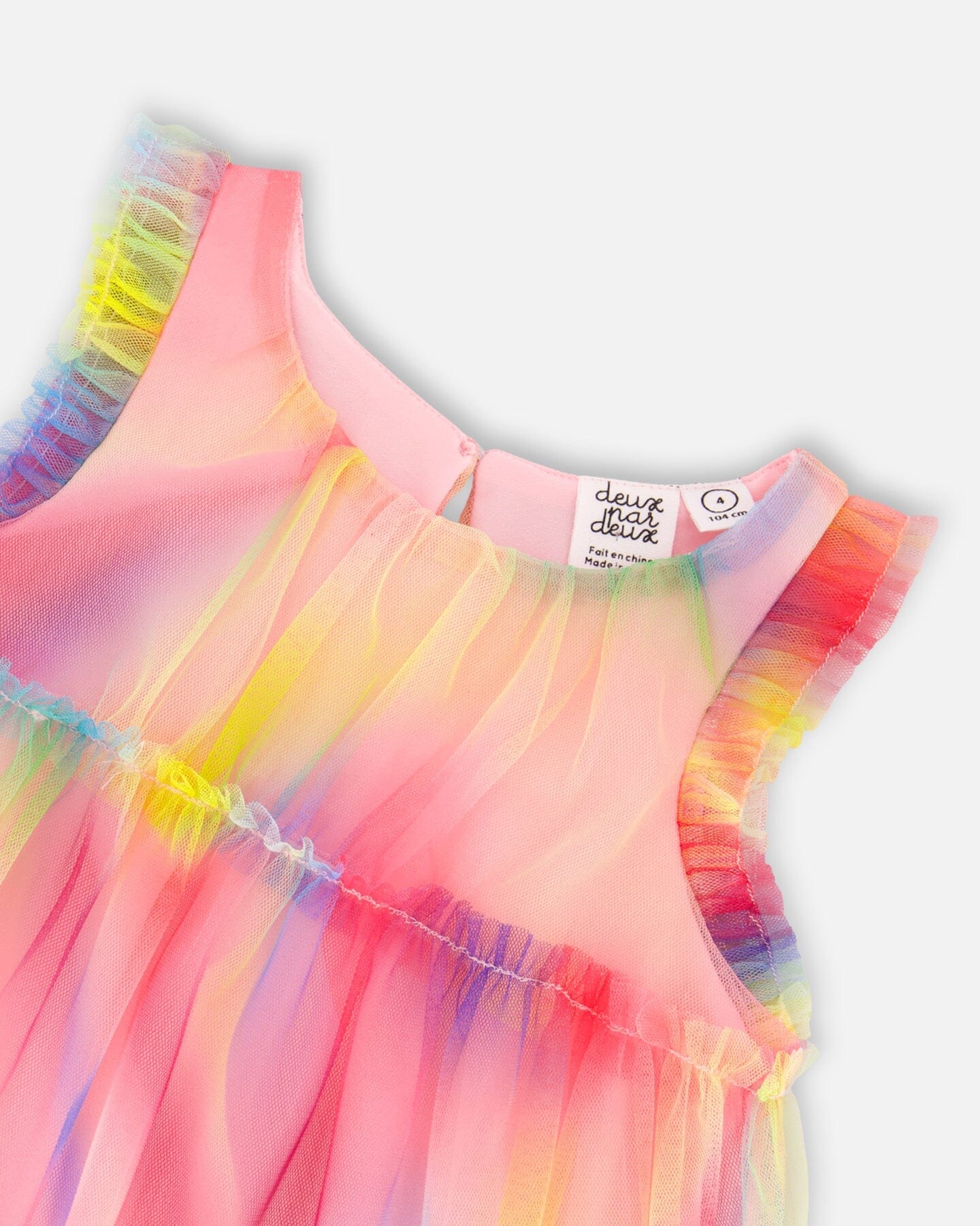 Sleeveless Frills Mesh Dress Rainbow Swirl - F30O97_000