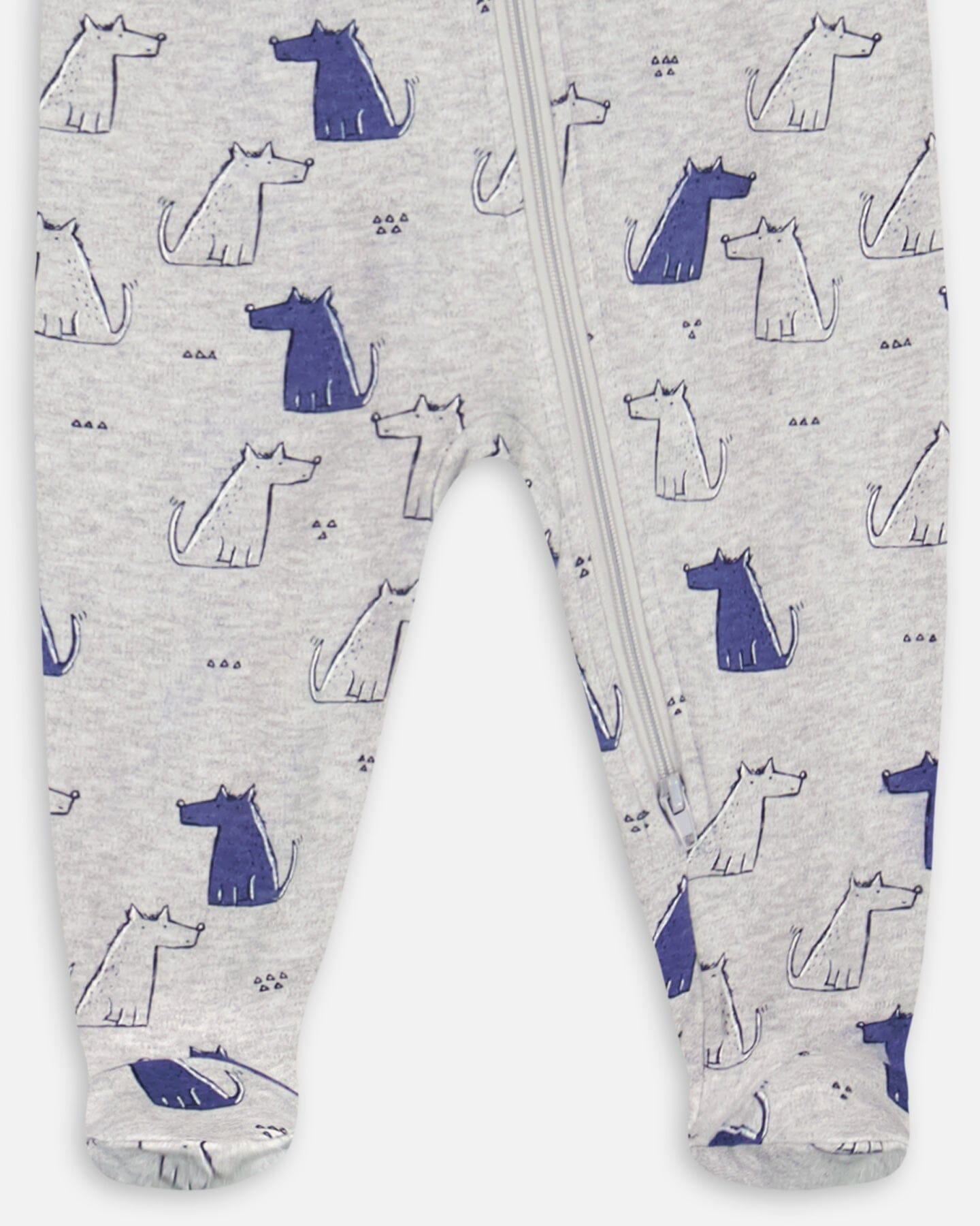 Organic Cotton One Piece Pajama Grey Mix Printed Dogs - F30PA40US_061