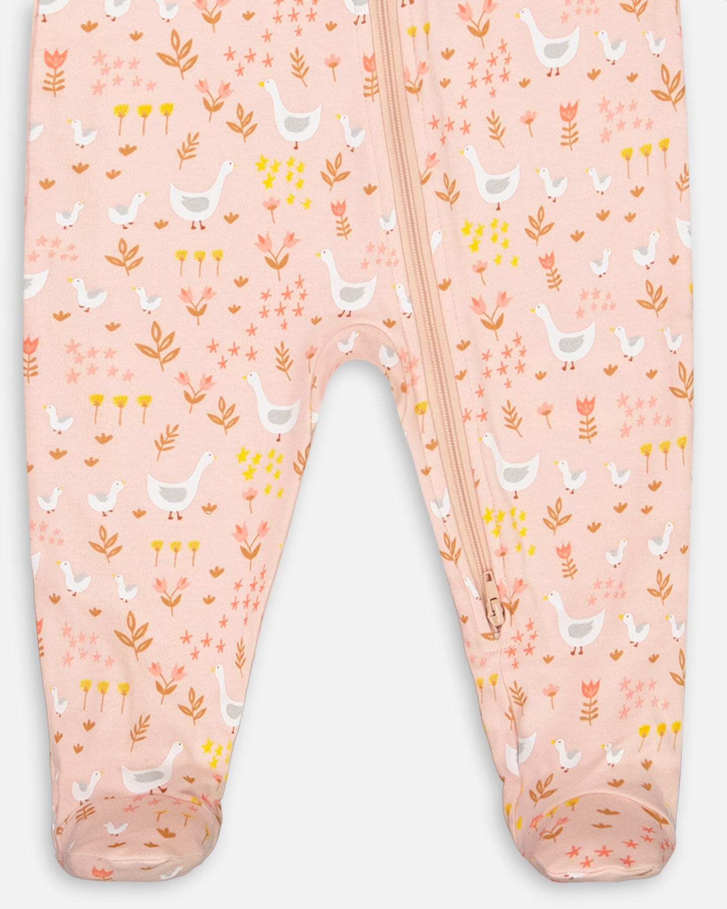 Organic Cotton One Piece Pajama Pink Printed Goose Pajamas Deux par Deux 