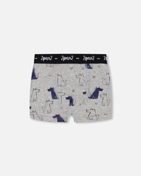 Organic Cotton Boxer Short Grey Mix Printed Dogs - F30PB60_061