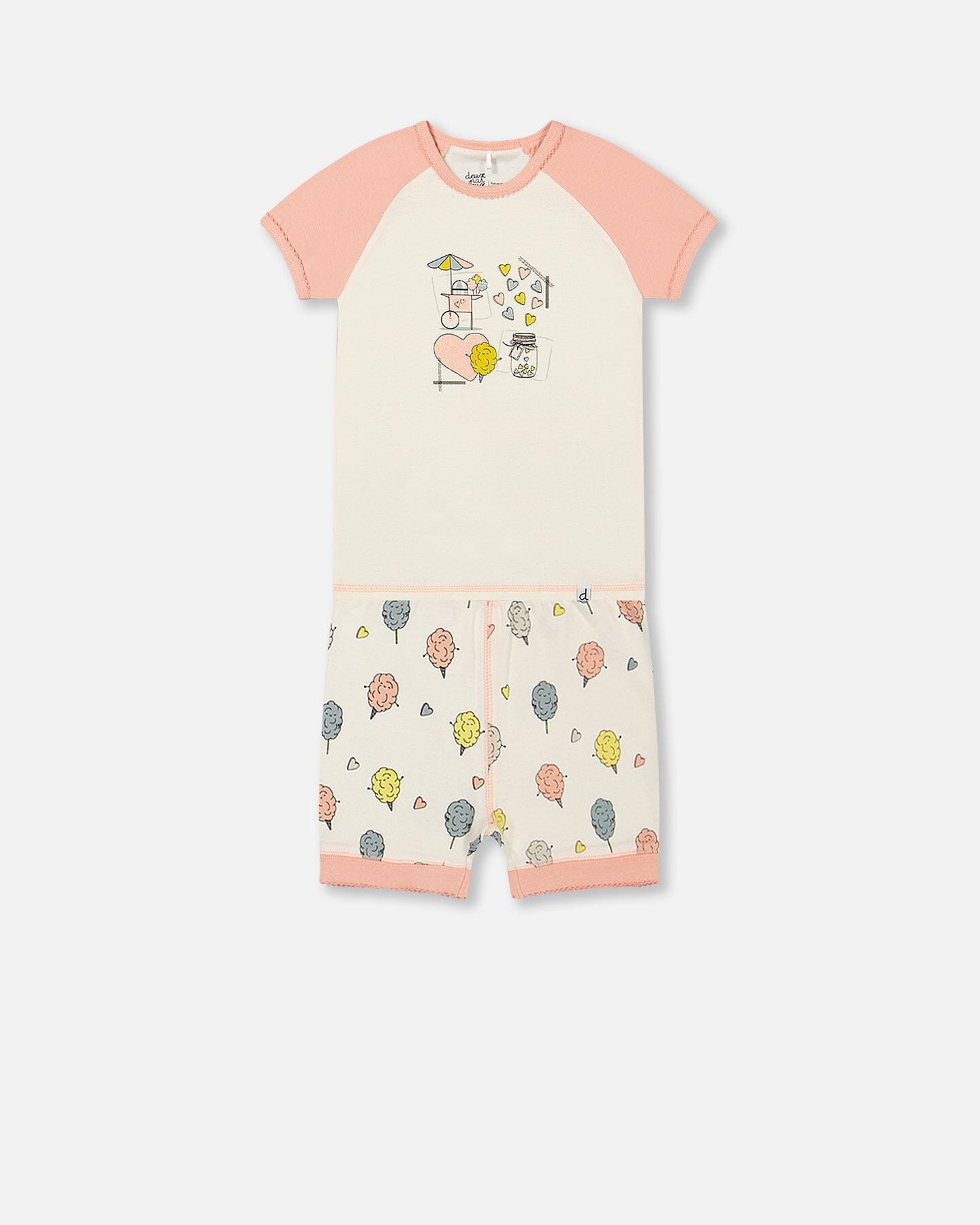 Organic Cotton Two Piece Pajama Set Off White Printed Cotton Candy - F30PG11US_065