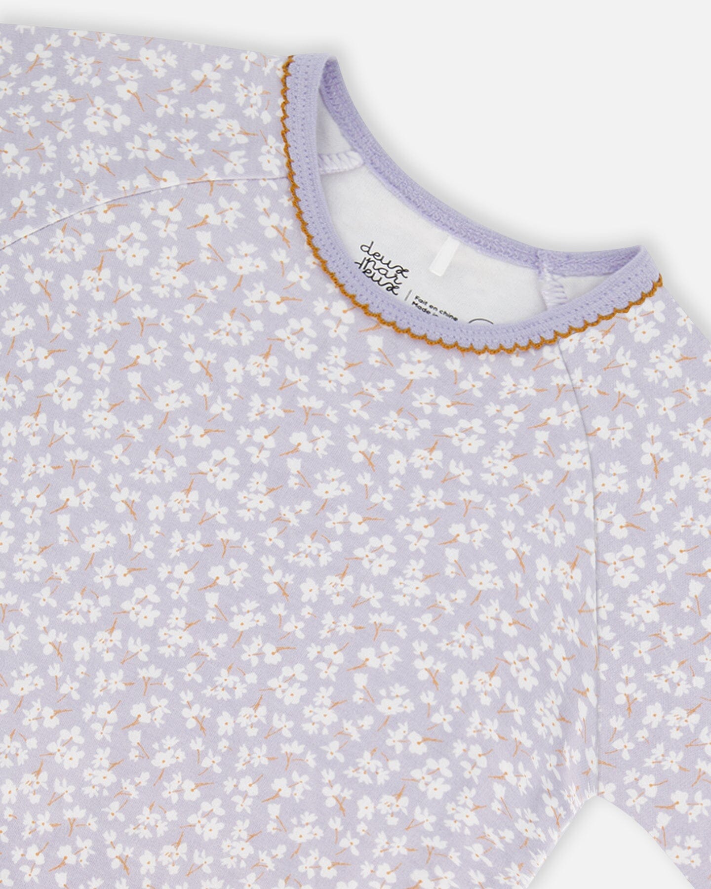 Organic Cotton Two Piece Pajama Set Lilac Printed Little Flowers - F30PG12_066