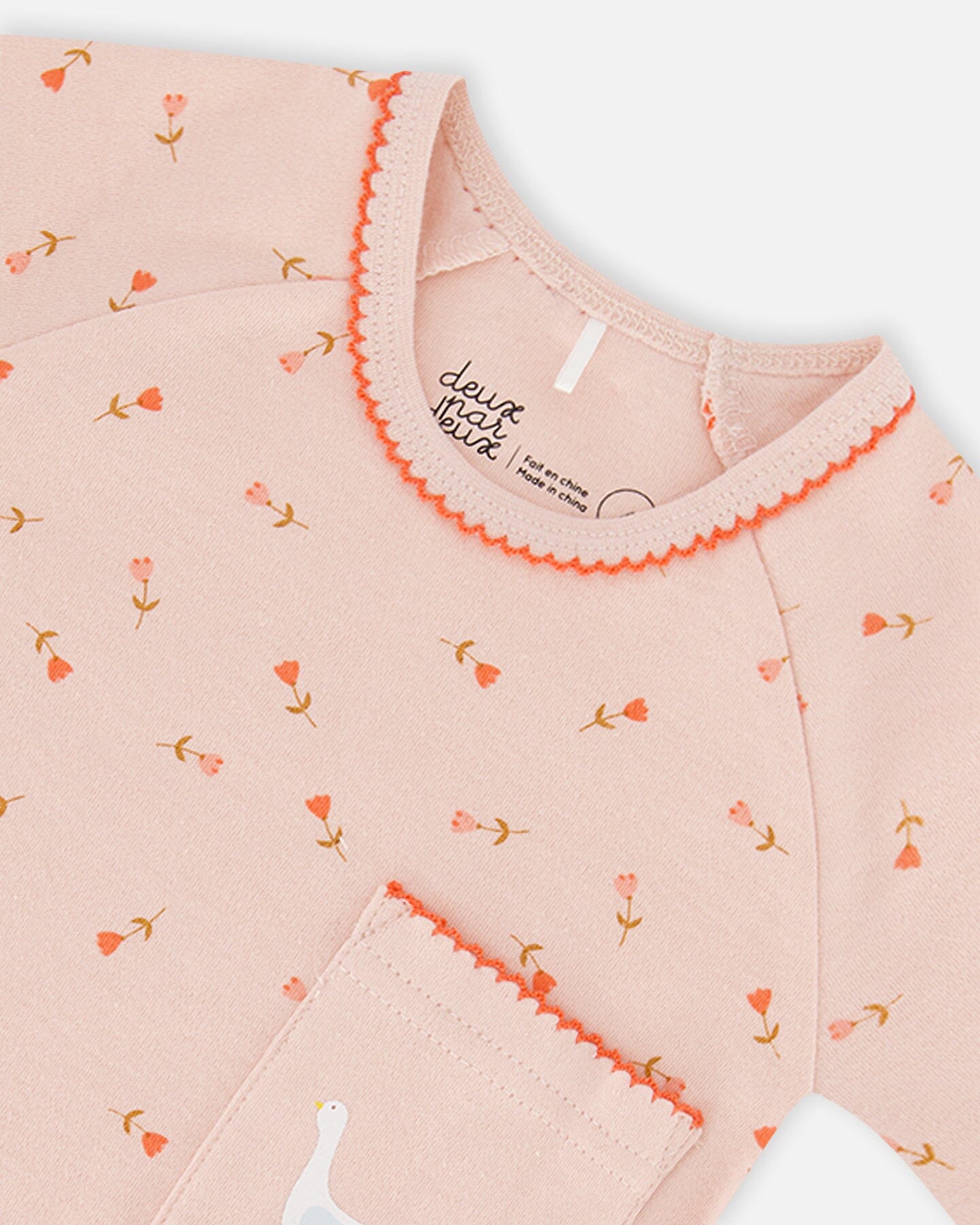 Organic Cotton Two Piece Pajama Set Pink Printed Goose - F30PG13_069