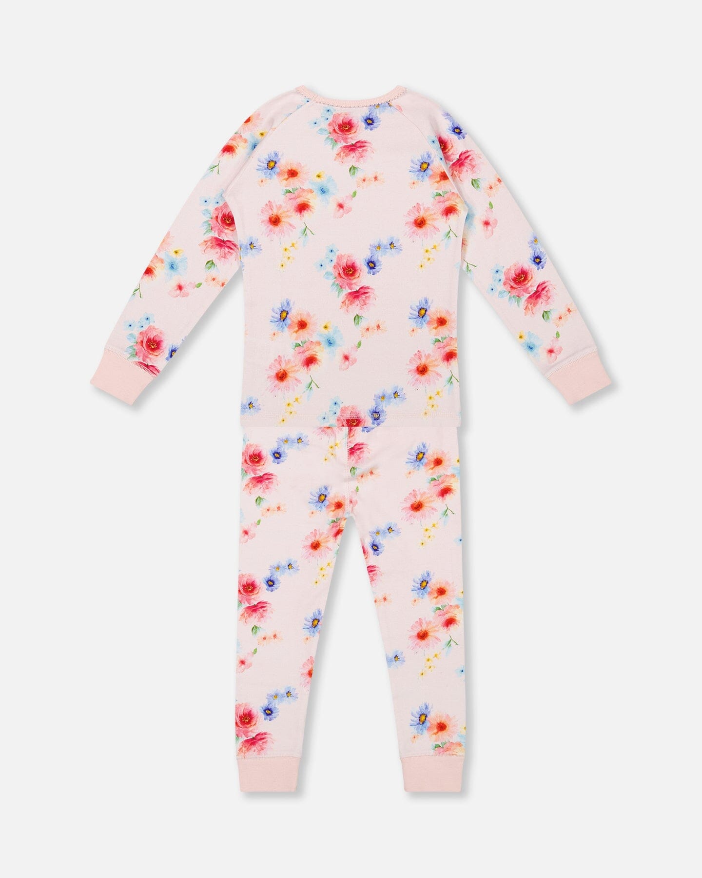 Organic Cotton Long Sleeve Two Piece Pajama Light Pink Printed Flowers - F30PG15US_072