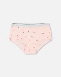 Organic Cotton Boyshort Pantie Pink Printed Flowers - F30PG60_027