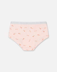 Organic Cotton Boyshort Pantie Pink Printed Flowers - F30PG60_027