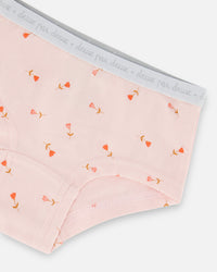 Organic Cotton Boyshort Pantie Pink Printed Flowers - F30PG60_027