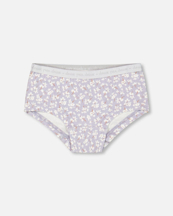 Organic Cotton Boyshort Pantie Lilac Printed Little Flowers - F30PG60_066