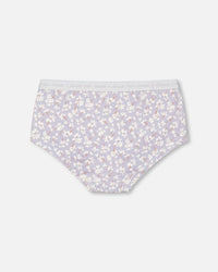 Organic Cotton Boyshort Pantie Lilac Printed Little Flowers - F30PG60_066