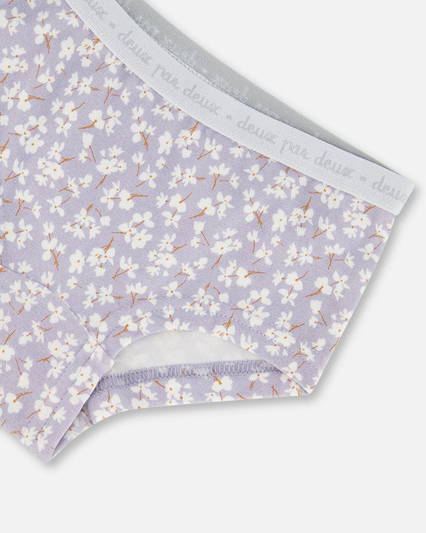 Organic Cotton Boyshort Pantie Lilac Printed Little Flowers - F30PG60_066