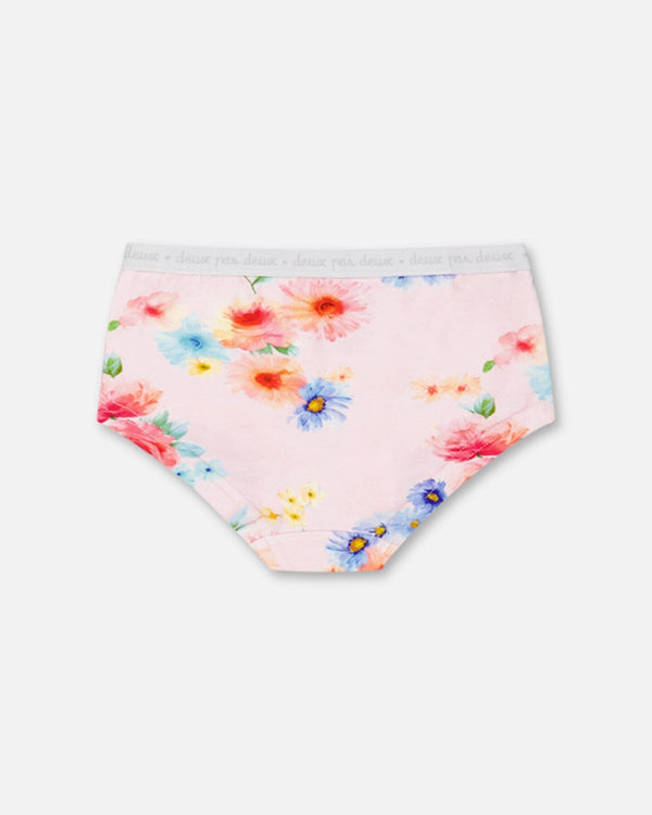 Organic Cotton Boyshort Pantie Light Pink Printed Flowers - F30PG60_072