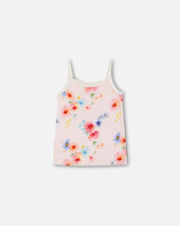 Organic Cotton Tank Top Light Pink Printed Flowers - F30PG70_072