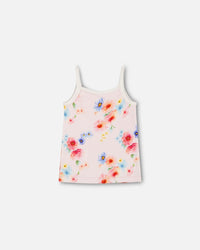 Organic Cotton Tank Top Light Pink Printed Flowers - F30PG70_072