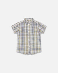 Plaid Short Sleeve Shirt Blue Green - F30S11_093