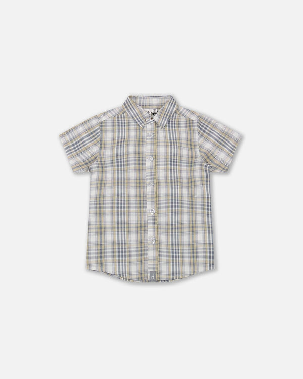 Plaid Short Sleeve Shirt Blue Green - F30S11_093