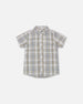 Plaid Short Sleeve Shirt Blue Green - F30S11_093