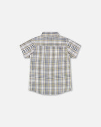 Plaid Short Sleeve Shirt Blue Green - F30S11_093