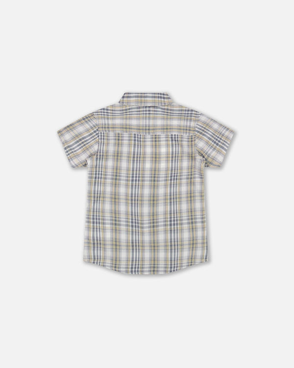 Plaid Short Sleeve Shirt Blue Green - F30S11_093