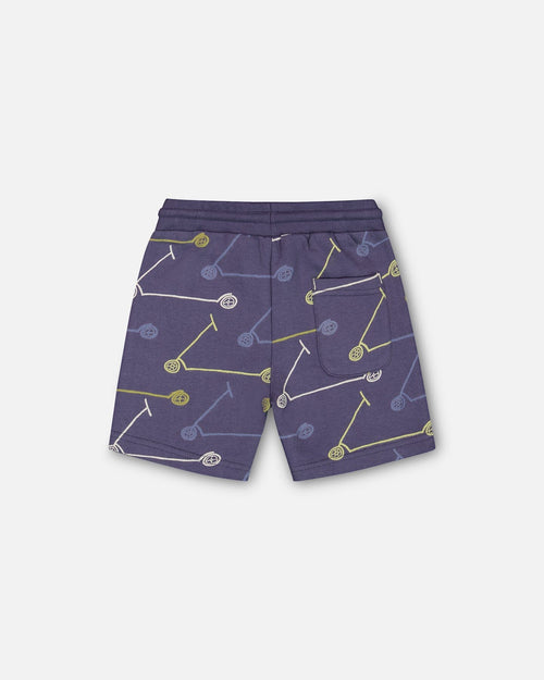 French Terry Short Blue Printed Scooters - F30S25_092
