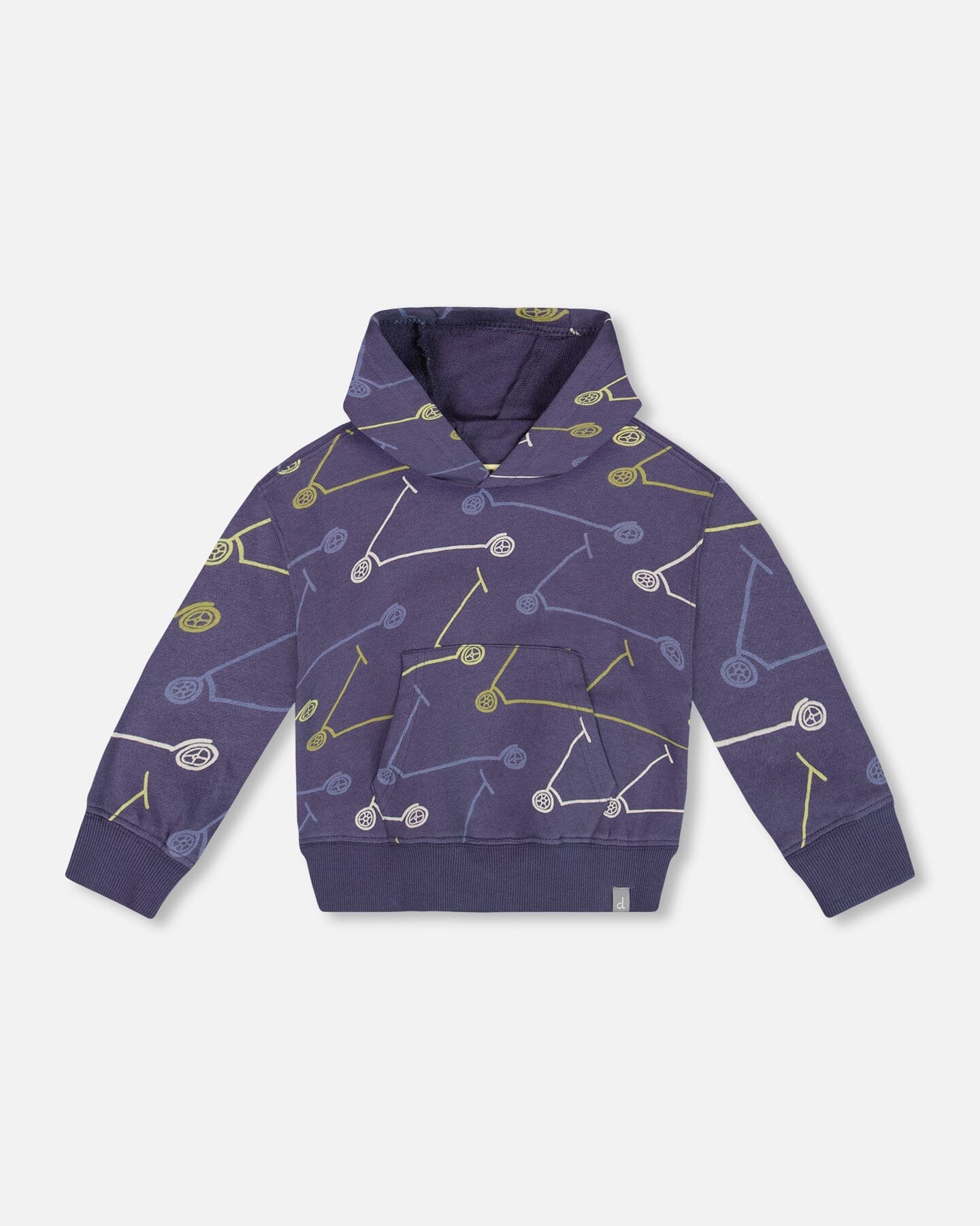 French Terry Hooded Sweatshirt Blue Printed Scooters - F30S30_092