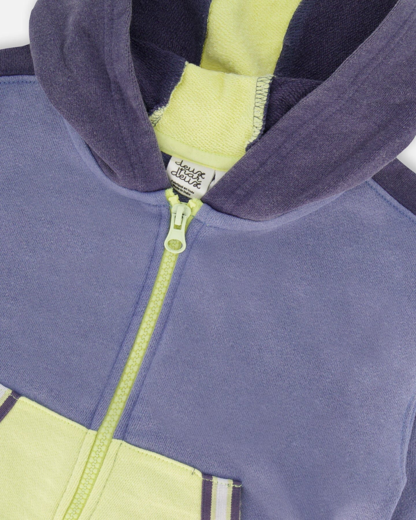 French Terry Hooded Cardigan Blue And Lime - F30S31_467