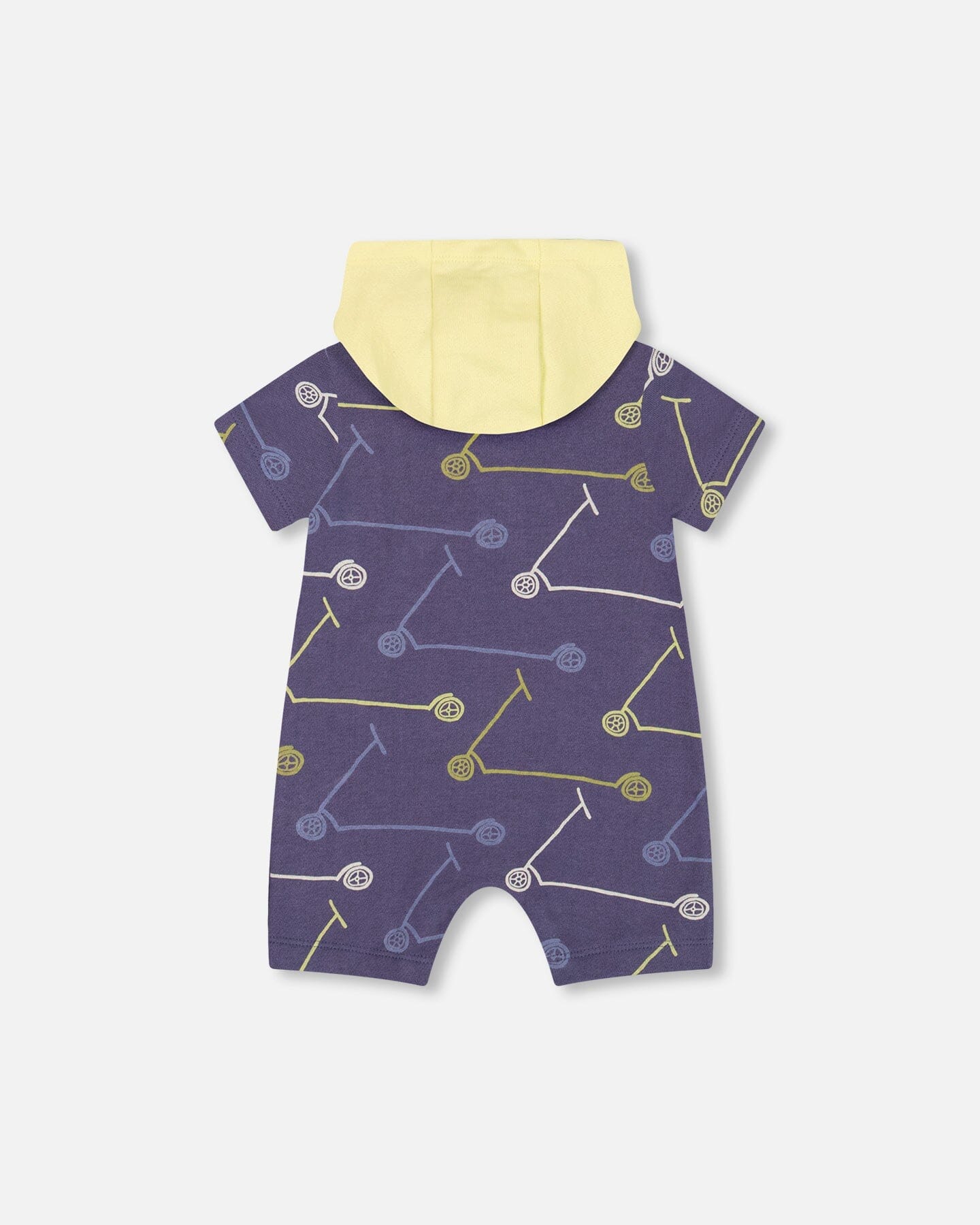 French Terry Hooded Romper Blue Printed Scooters - F30S40_092