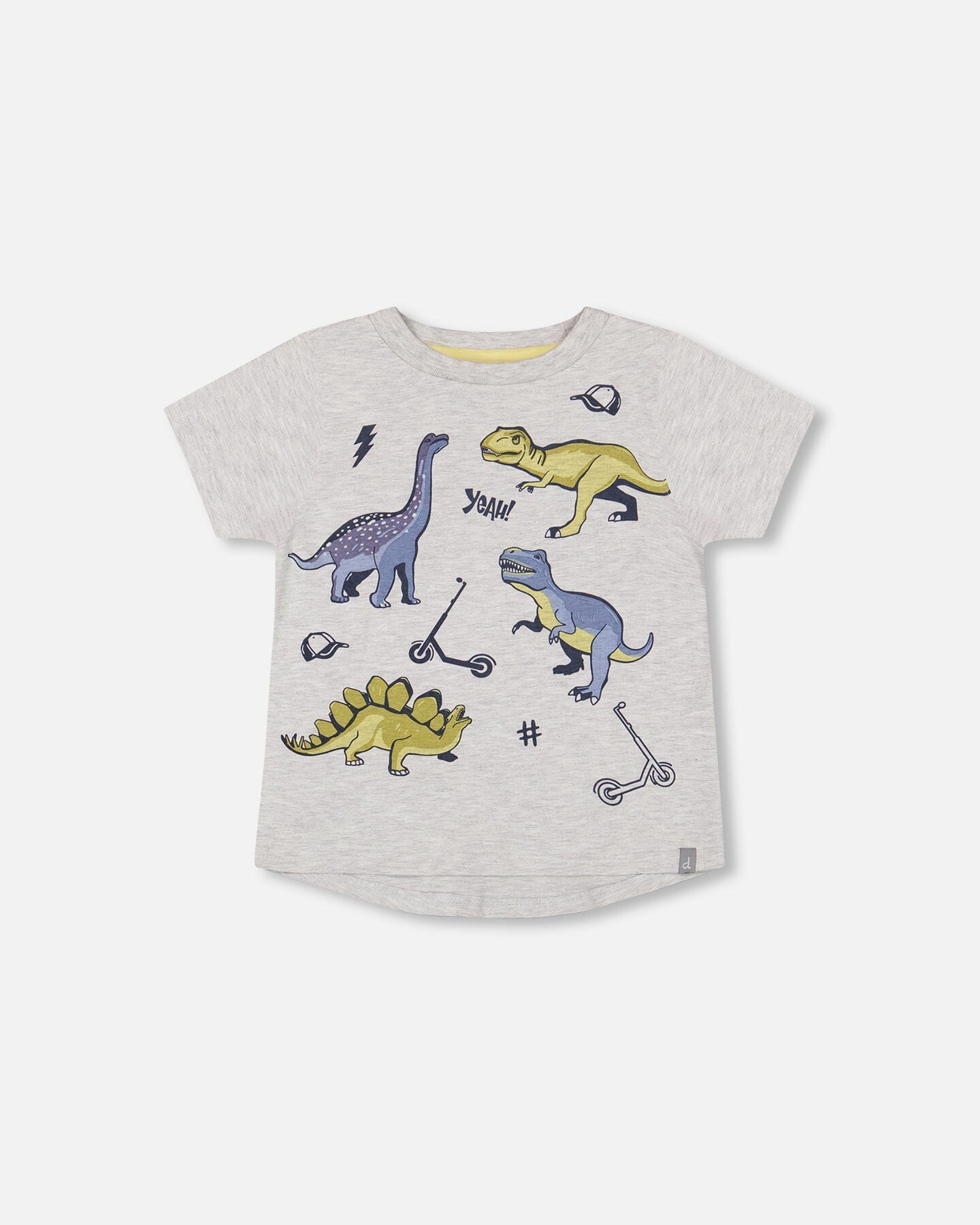 Organic Cotton T-Shirt With Dino Print Light Gray Mix - F30S70_191